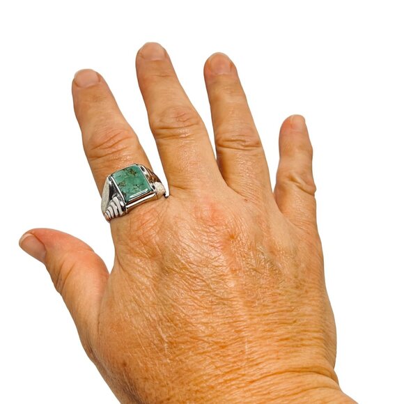 Vintage Clark and Coombs Sterling Silver Turquoise Men’s Ring (R359) - Picture 7 of 7